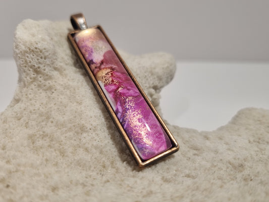 Medium rectangle pendant with glass cabochon