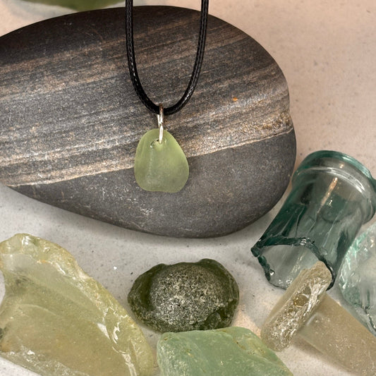 Deep Aqua Sea Glass Pendant